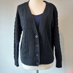 GAP Black Button-Up Cable Cardigan